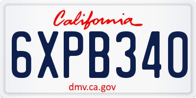 CA license plate 6XPB340