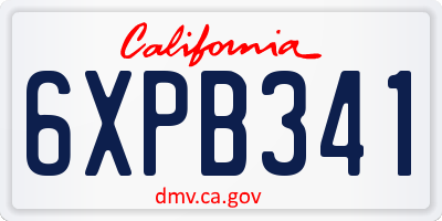 CA license plate 6XPB341