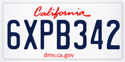 CA license plate 6XPB342