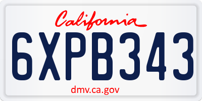 CA license plate 6XPB343