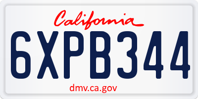 CA license plate 6XPB344