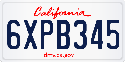 CA license plate 6XPB345