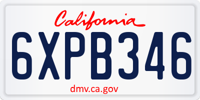CA license plate 6XPB346