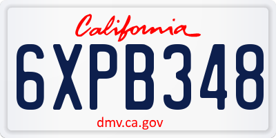 CA license plate 6XPB348
