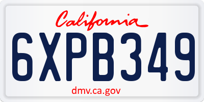 CA license plate 6XPB349