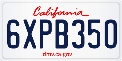 CA license plate 6XPB350
