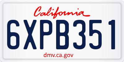 CA license plate 6XPB351