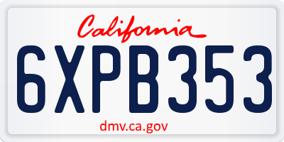 CA license plate 6XPB353