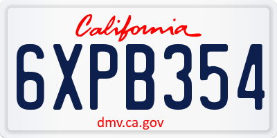 CA license plate 6XPB354