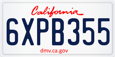 CA license plate 6XPB355
