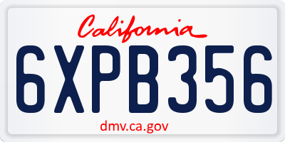 CA license plate 6XPB356
