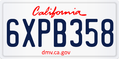 CA license plate 6XPB358
