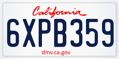 CA license plate 6XPB359