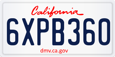 CA license plate 6XPB360