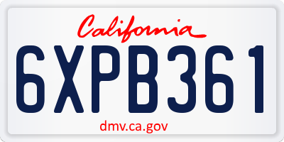 CA license plate 6XPB361