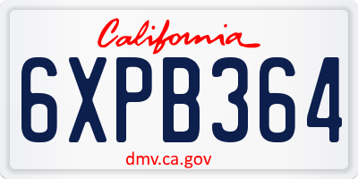 CA license plate 6XPB364