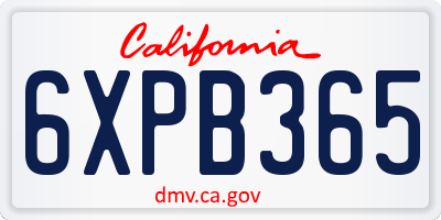 CA license plate 6XPB365