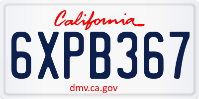 CA license plate 6XPB367