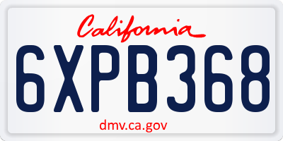 CA license plate 6XPB368