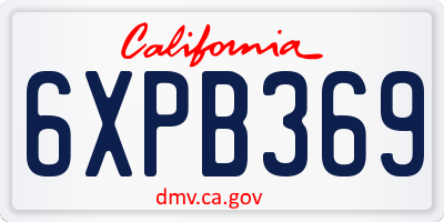CA license plate 6XPB369
