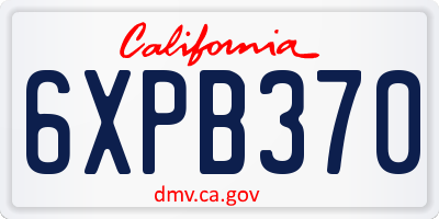 CA license plate 6XPB370