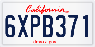 CA license plate 6XPB371