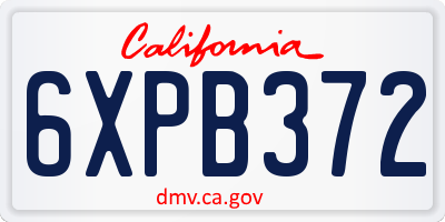 CA license plate 6XPB372