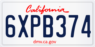 CA license plate 6XPB374