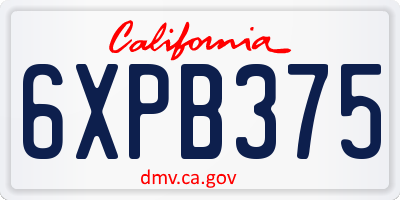 CA license plate 6XPB375