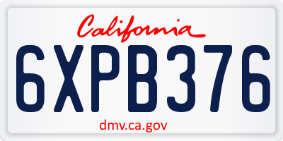CA license plate 6XPB376