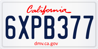 CA license plate 6XPB377