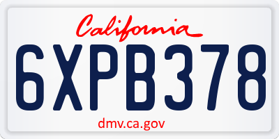 CA license plate 6XPB378
