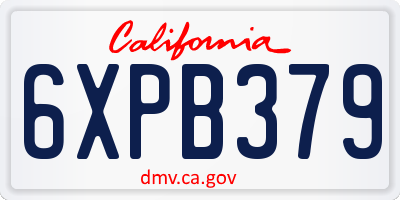 CA license plate 6XPB379