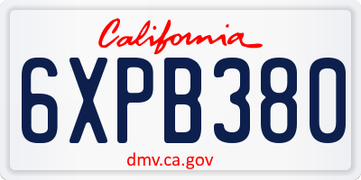 CA license plate 6XPB380
