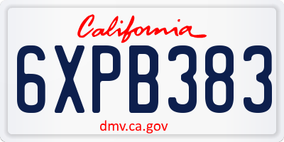 CA license plate 6XPB383