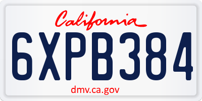 CA license plate 6XPB384