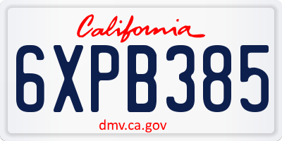 CA license plate 6XPB385
