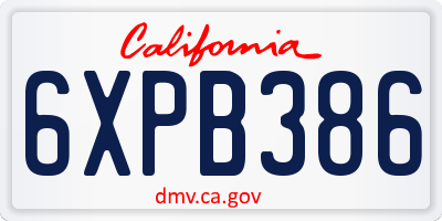 CA license plate 6XPB386