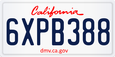 CA license plate 6XPB388