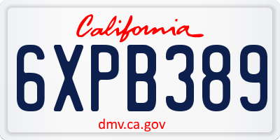 CA license plate 6XPB389
