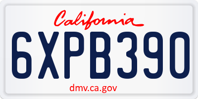 CA license plate 6XPB390