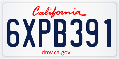 CA license plate 6XPB391