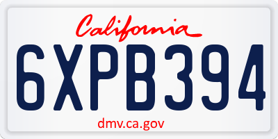 CA license plate 6XPB394