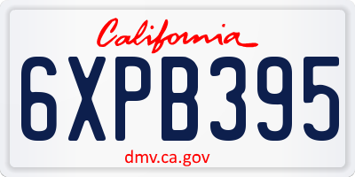 CA license plate 6XPB395