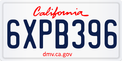 CA license plate 6XPB396