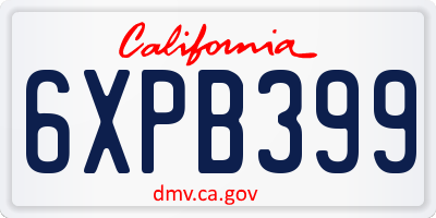 CA license plate 6XPB399
