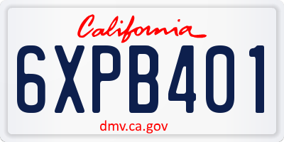 CA license plate 6XPB401