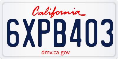 CA license plate 6XPB403