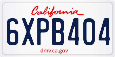CA license plate 6XPB404