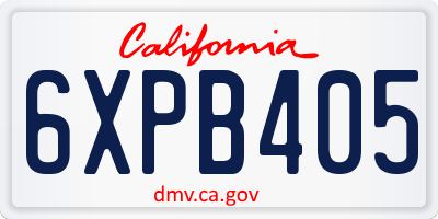 CA license plate 6XPB405
